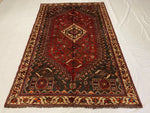 Vintage Handmade 5x8 Red and Ivory Anatolian Caucasian Distressed Area Rug