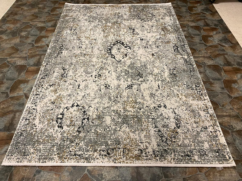 7x10 Gold and Gray Turkish Antep Rug