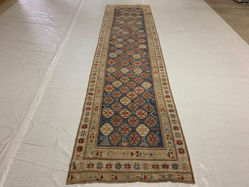 3x12 Blue and Ivory Persian Runner