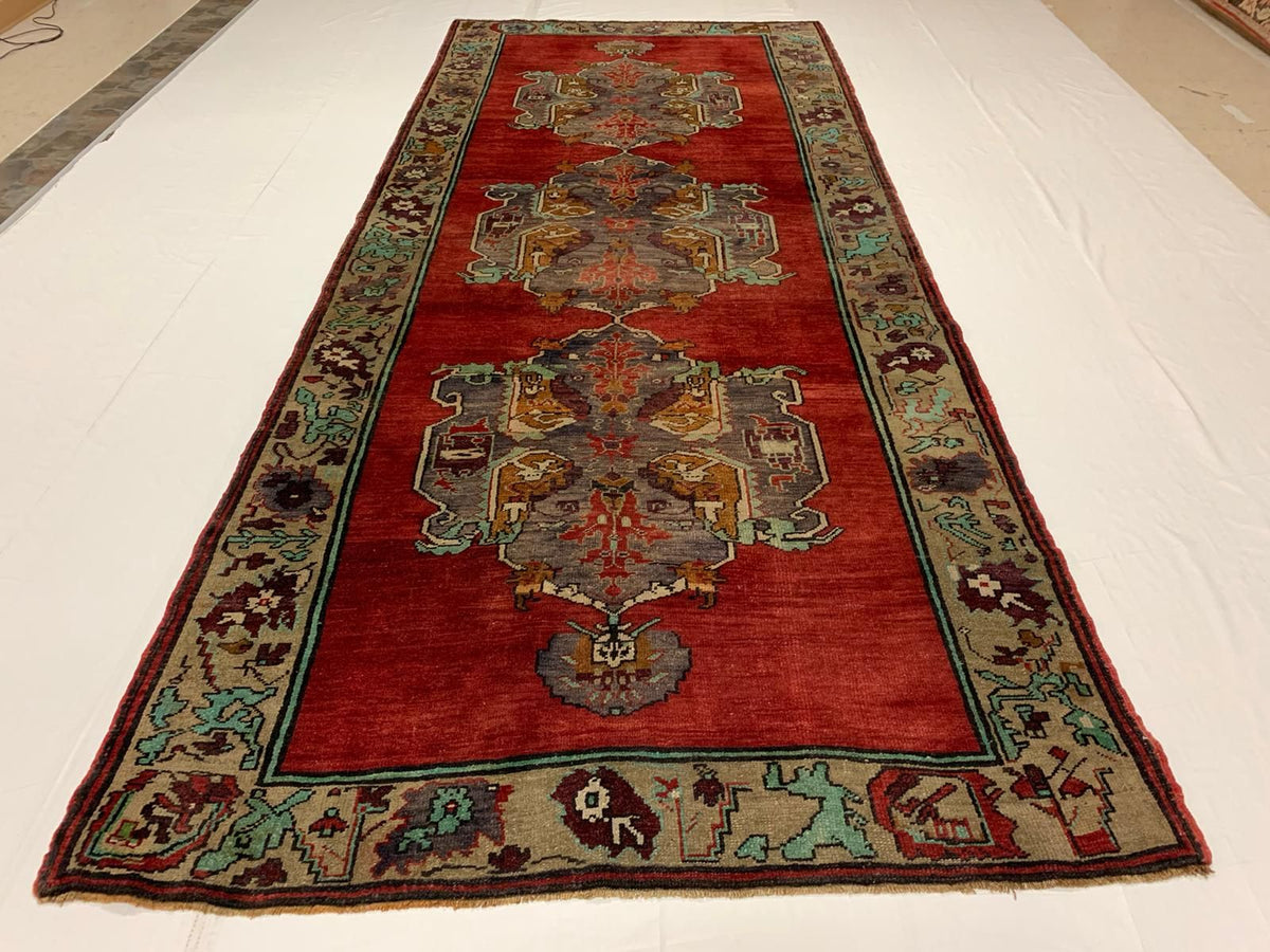 5x12 Red and Brown Turkish Tribal Runner