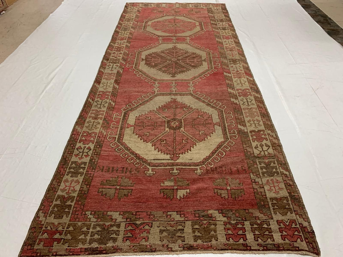 5x12 Red and Ivory Turkish Tribal Runner
