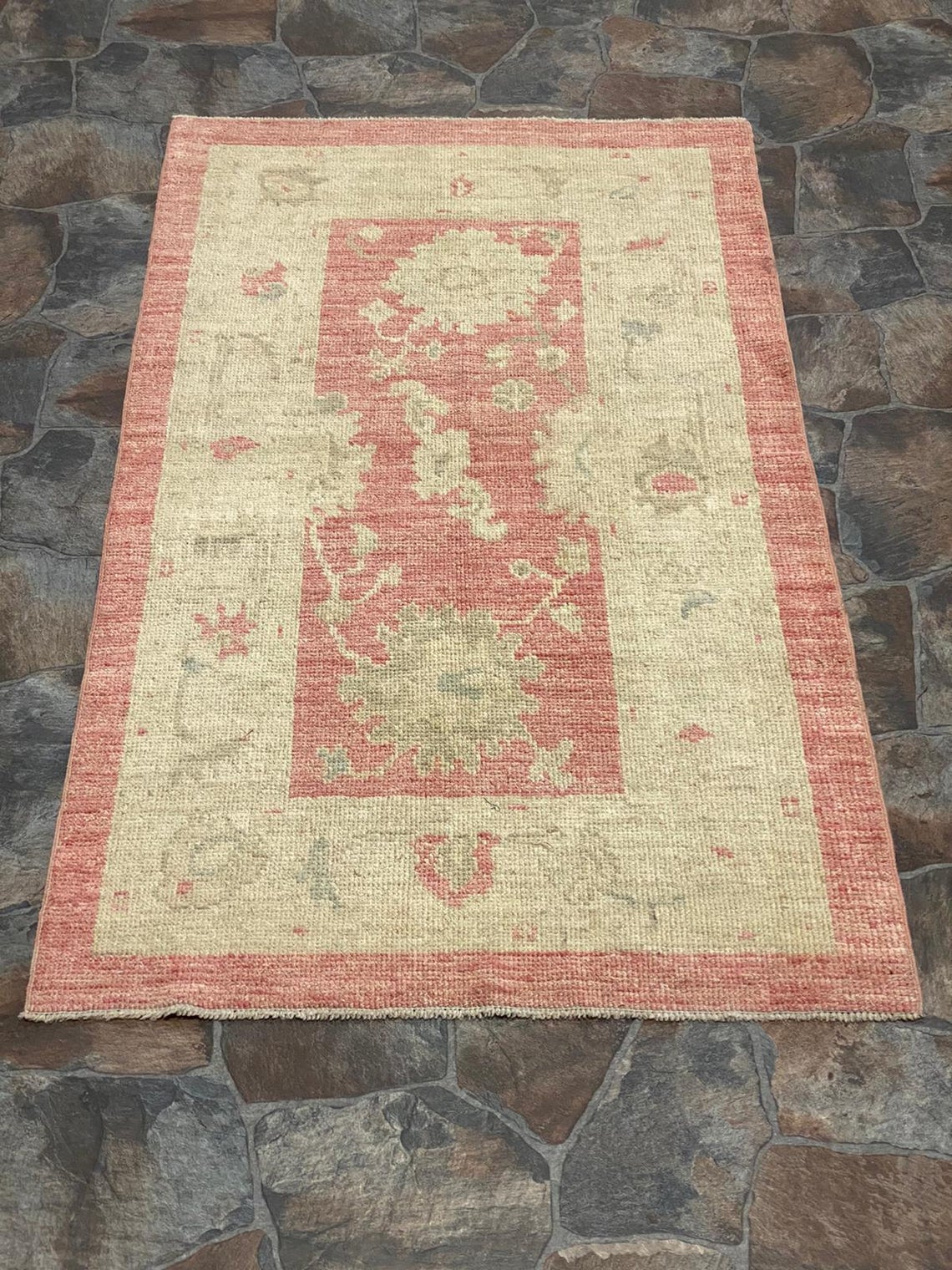 3x5 Pink and Beige Turkish Oushak Rug