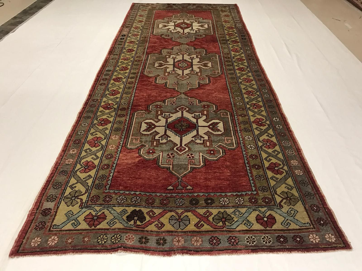 5x12 Rust and Gray Turkish Tribal Runner