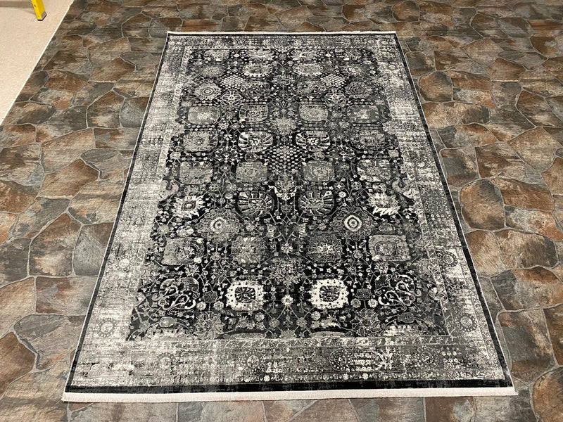 8x11 Black and White Turkish Antep Rug