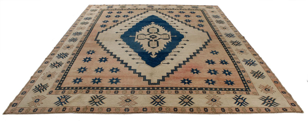 9x11 Navy and Pink Turkish Tribal Rug