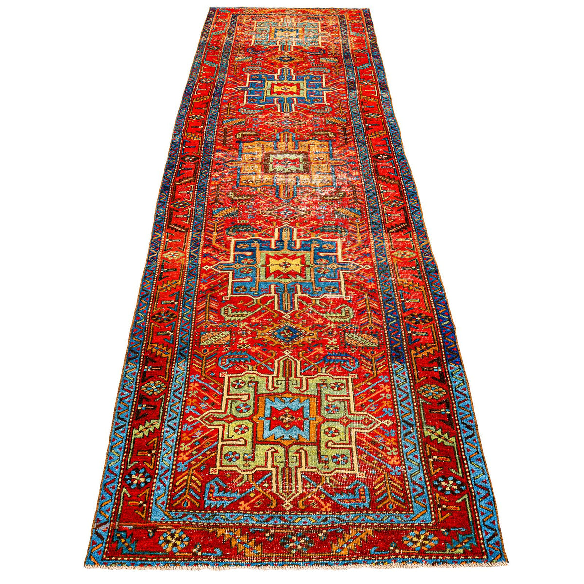 3x11 Red and Navy Persian Runner