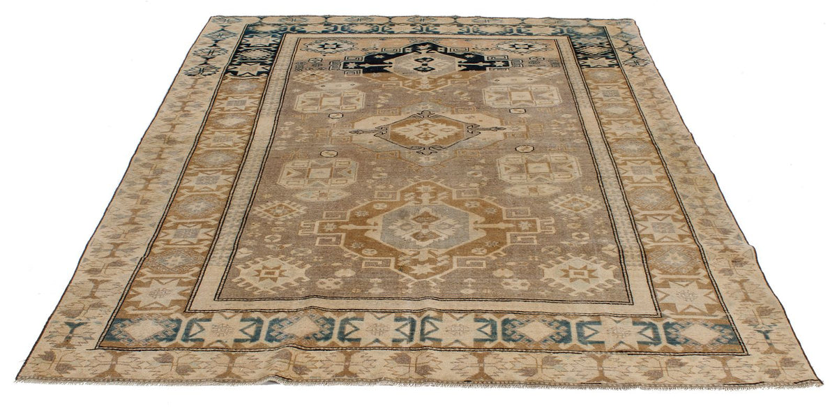 6x7 Pink and Ivory Turkish Tribal Rug