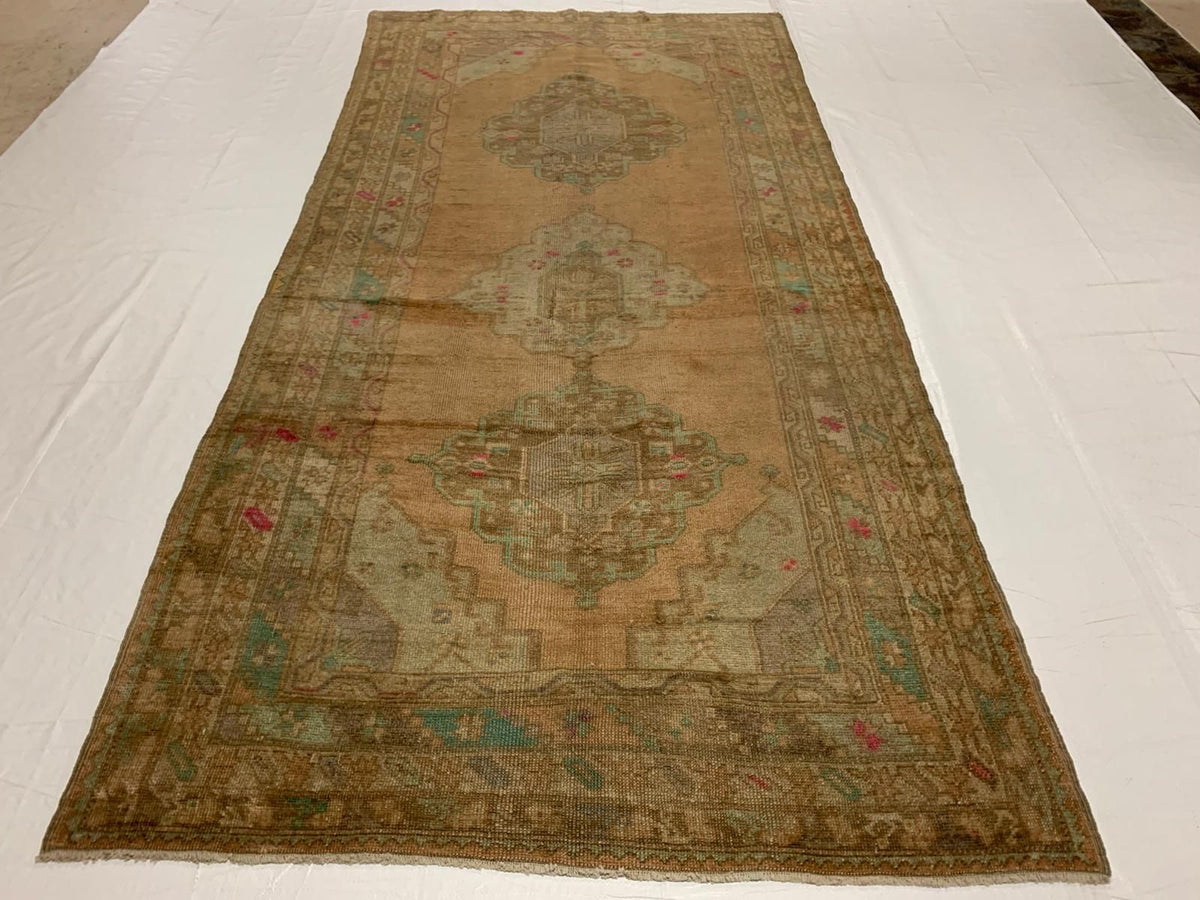 5x10 Beige and Beige Turkish Tribal Runner