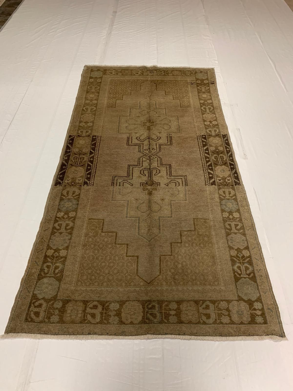 4x8 Ivory and Brown Turkish Tribal Runner