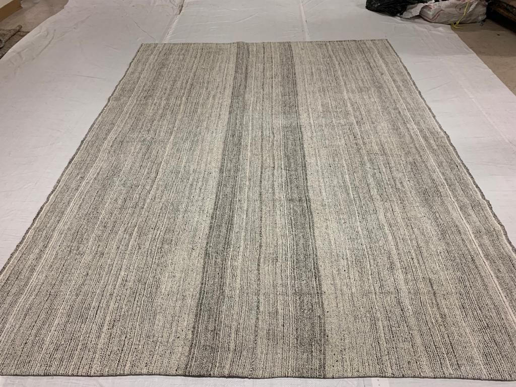 7x10 Beige and Gray Turkish Tribal Rug