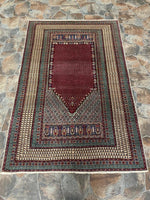 Vintage Handmade 4x6 Red and Beige Anatolian Turkish Traditional Distressed Area Rug
