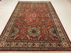 7x10 Beige and Red Turkish Silk Rug