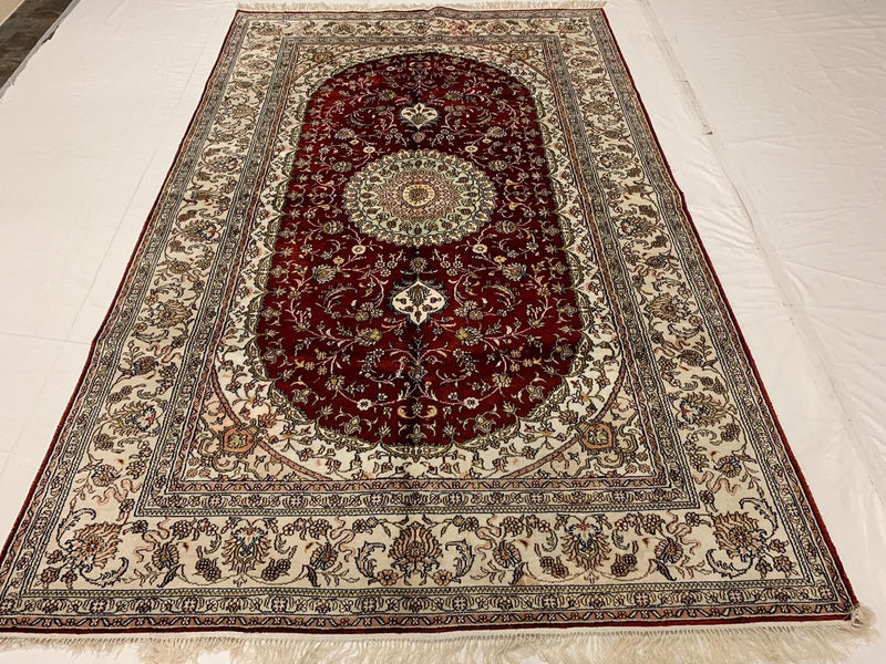 5x8 Red and White Turkish Antep Rug