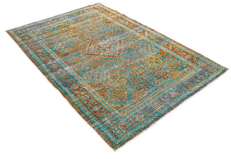 4x7 Blue and Red Persian Rug