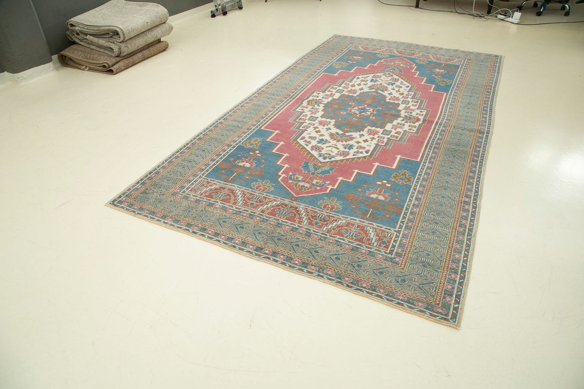 6x12 Red and Blue Turkish Tribal Runner