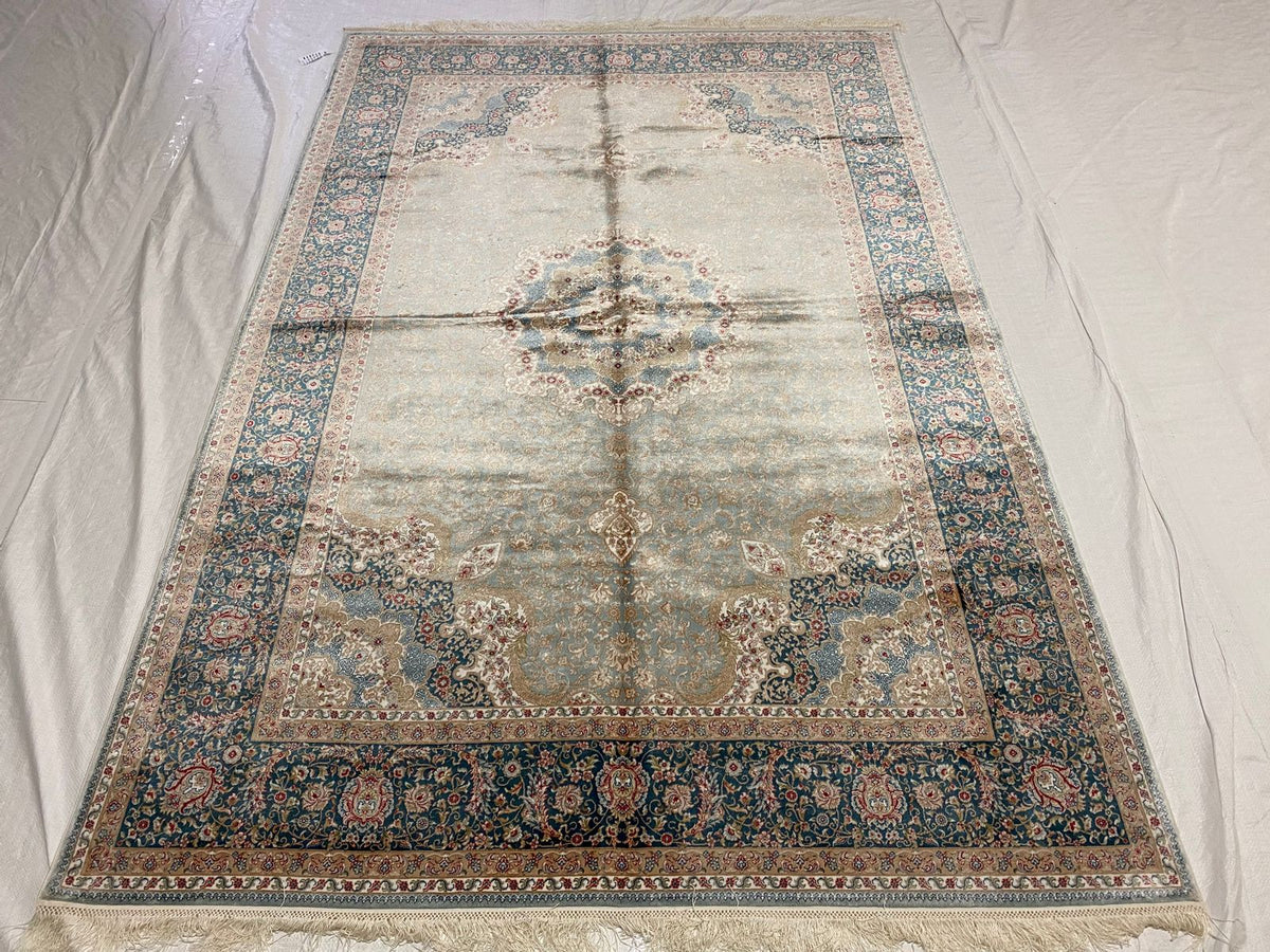 5x8 Green and Green Turkish Antep Rug