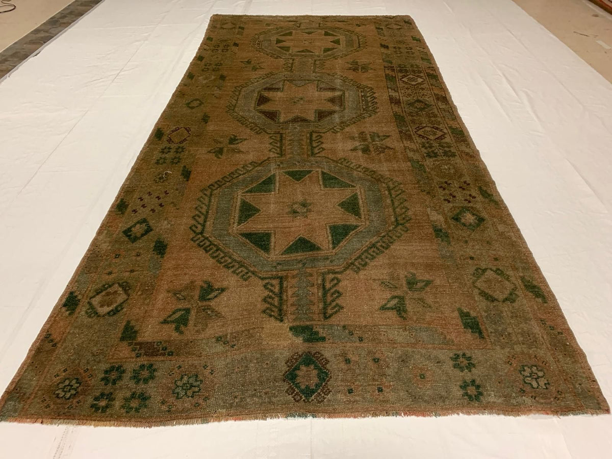 5x11 Gold and Beige Turkish Tribal Runner