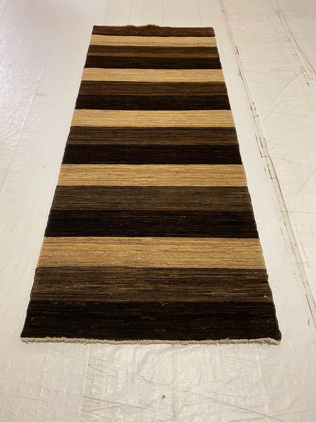 3x8 Brown and Ivory Modern Contemporary Runner