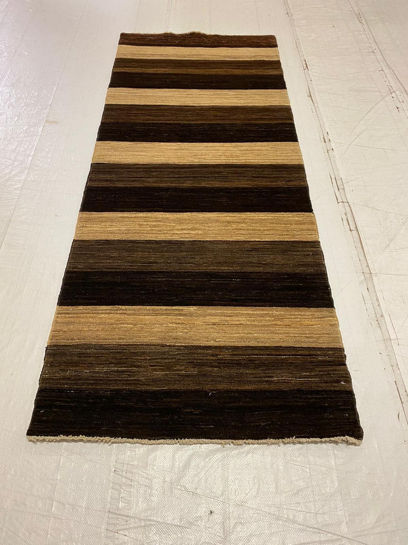 3x8 Brown and Ivory Modern Contemporary Runner