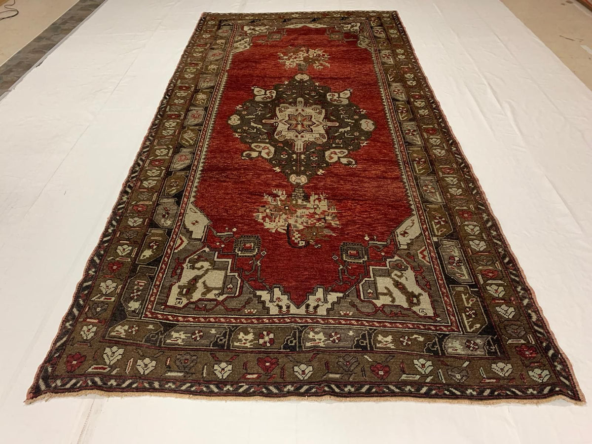 5x11 Red and Ivory Turkish Tribal Runner