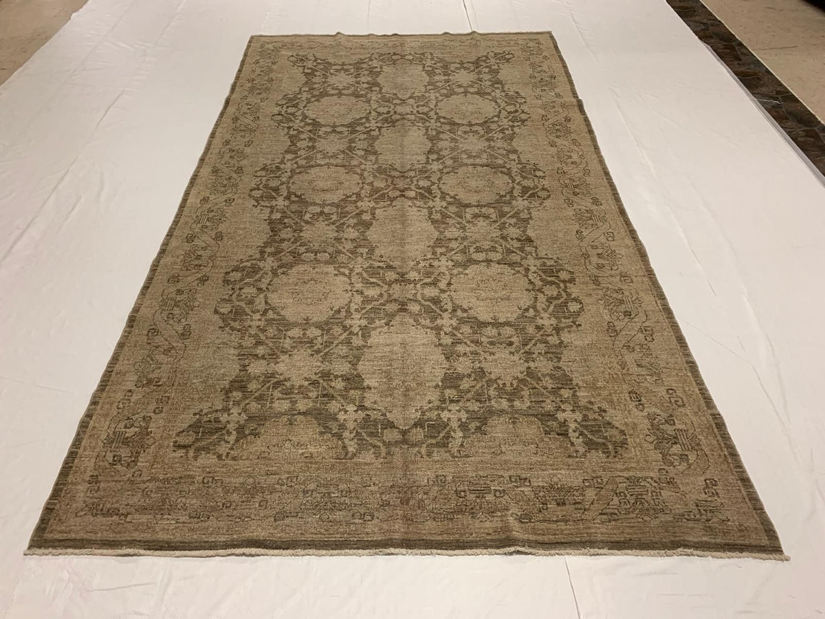 5x10 Gray and Beige Turkish Oushak Rug