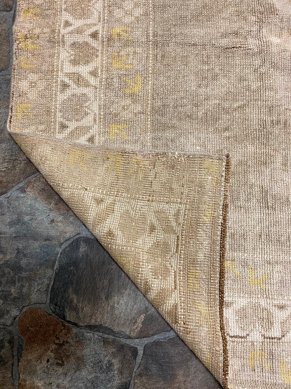 7x7 Beige and Gold Turkish Tribal Rug