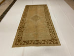 4x9 Ivory and Brown Turkish Tribal Runner