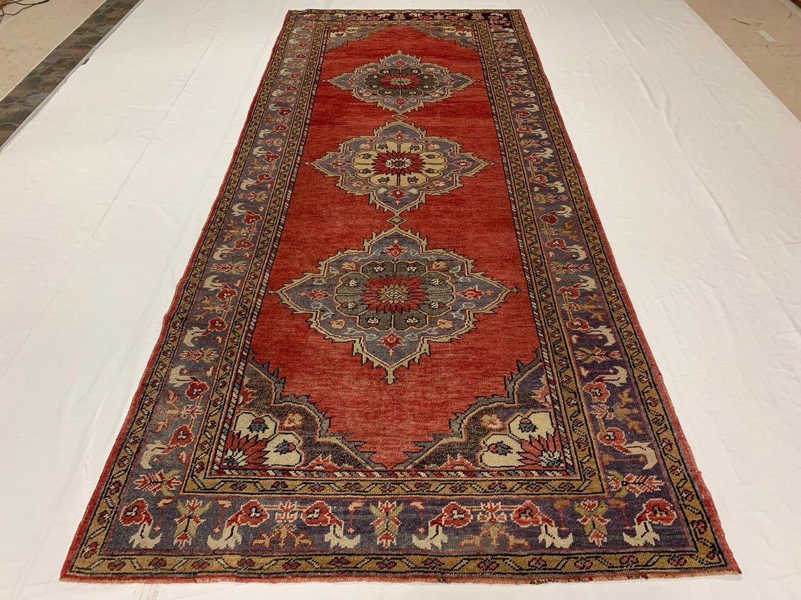 5x11 Red and Gray Turkish Tribal Runner