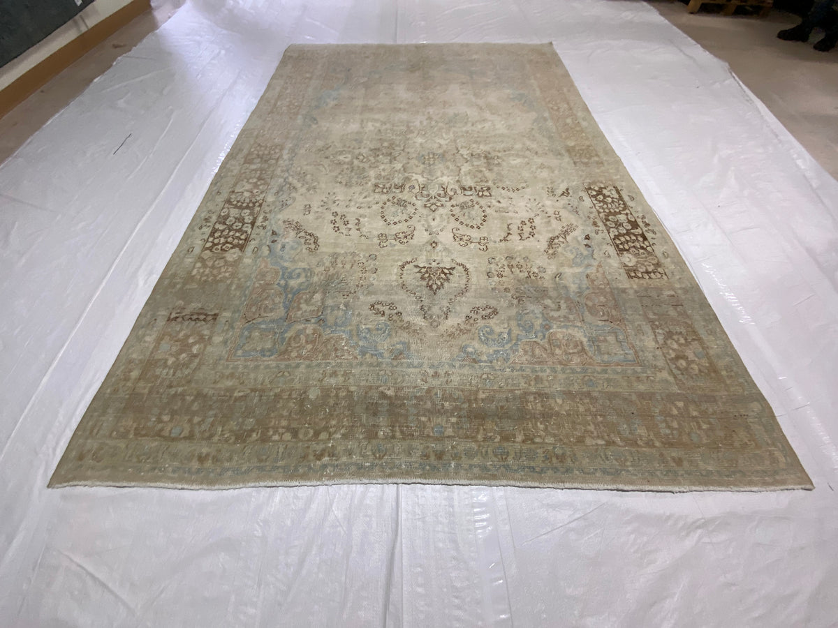 7x10 Blue and Beige Persian Traditional Rug