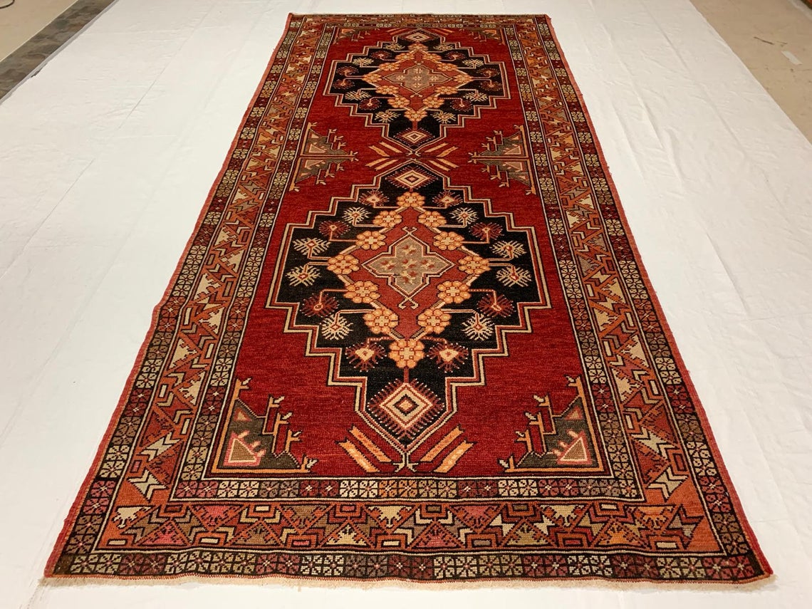 5x11 Red and Gold Turkish Tribal Runner