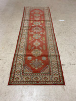 Vintage Handmade 3x8 Brown and Beige Anatolian Turkish Traditional Distressed Area Runner