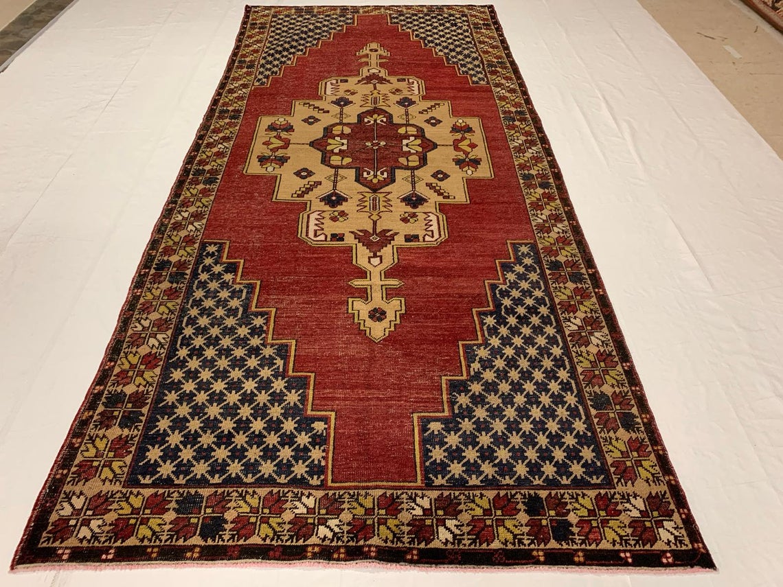 5x11 Red and Gold Turkish Tribal Runner