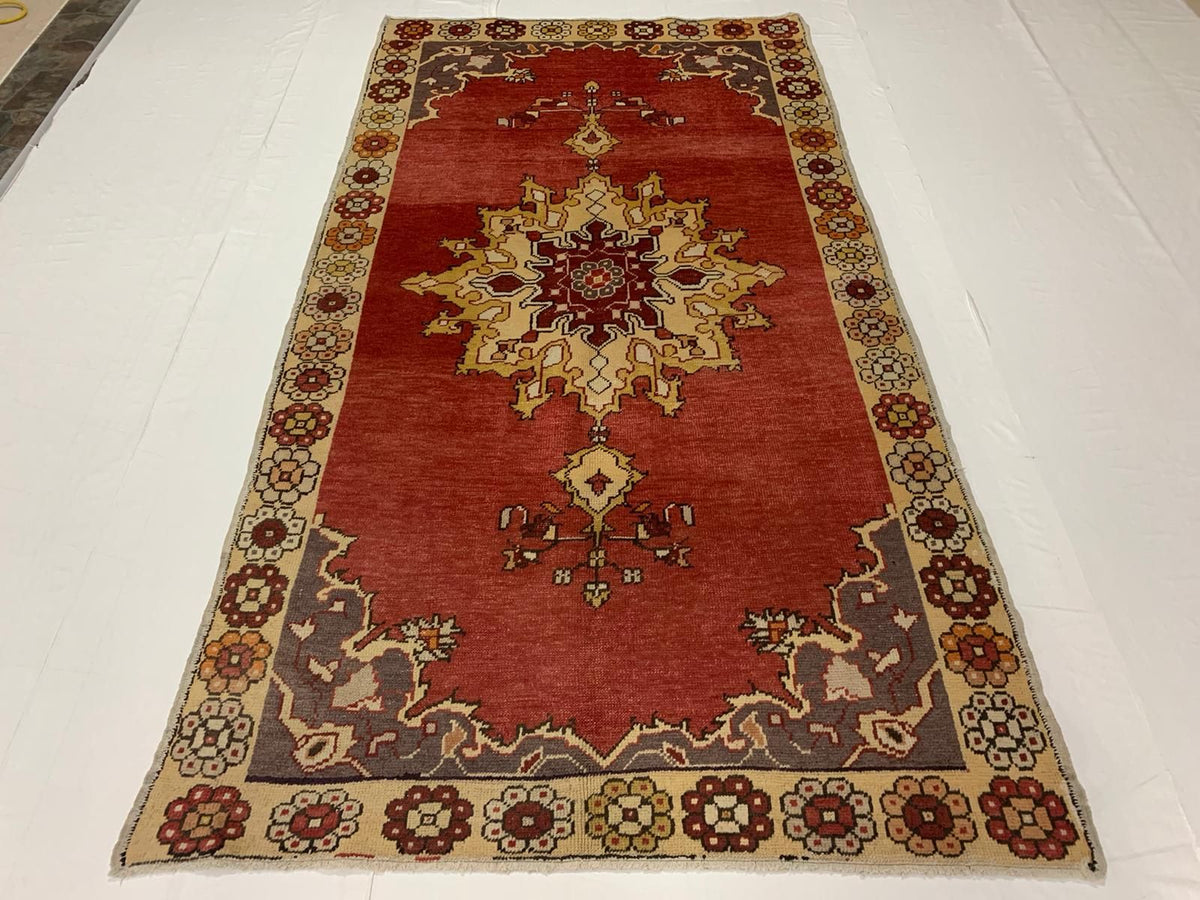 5x9 Red and Multicolor Turkish Tribal Rug