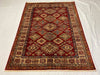 Vintage Handmade 5x6 Red and Ivory Anatolian Caucasian Distressed Area Rug