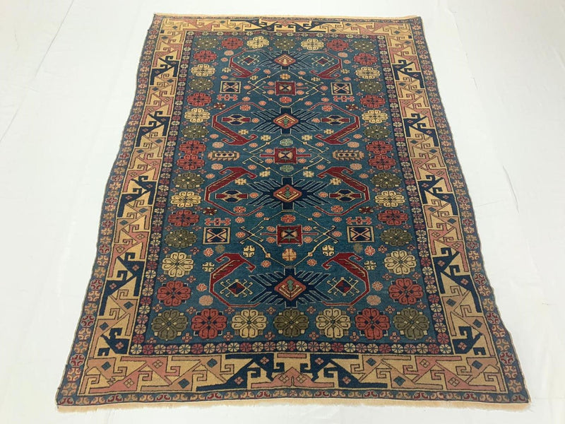 4x5 Blue and Beige Turkish Traditional Rug