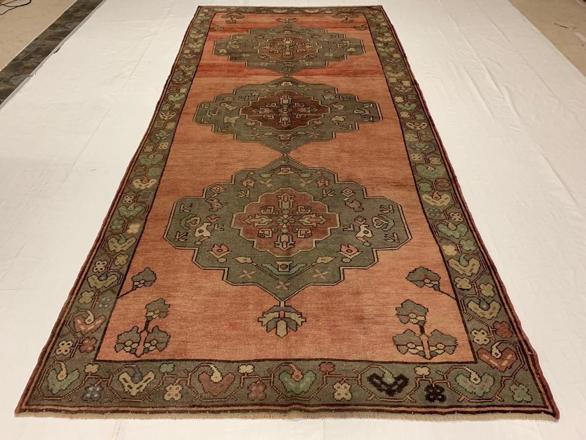 5x11 Rust and Gray Anatolian Turkish Tribal Runner