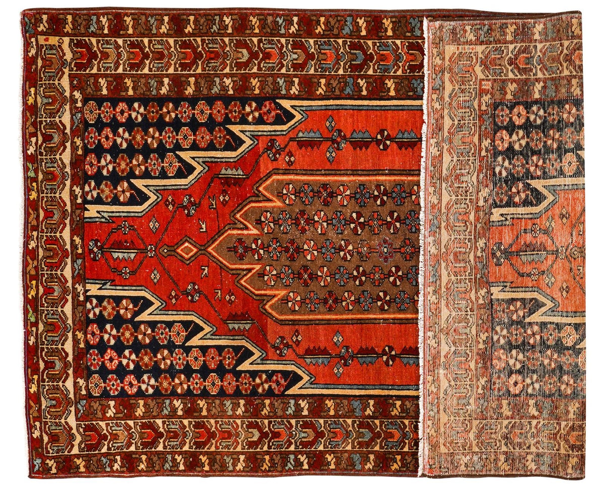 4x6 Brown and Rust Persian Tribal Rug
