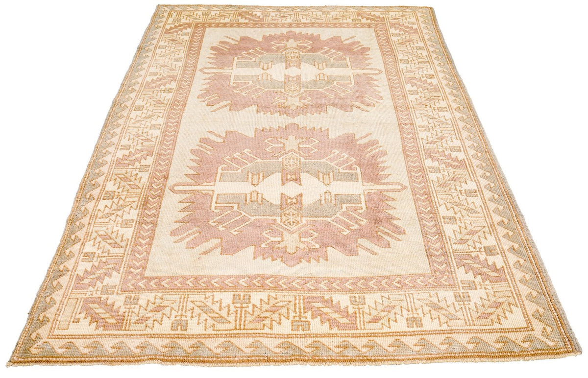 4x7 Beige and Brown Anatolian Tribal Rug
