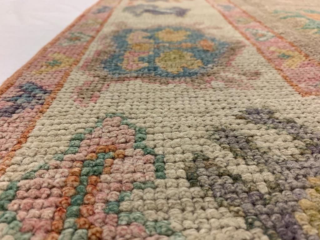 5x7 Brown and Ivory Turkish Oushak Rug