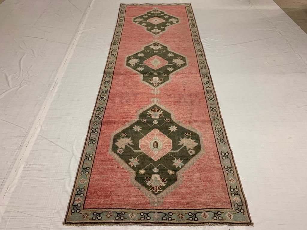 3x10 Pink and Brown Turkish Tribal Runner