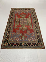 5x8 Red and Black Turkish Tribal Rug