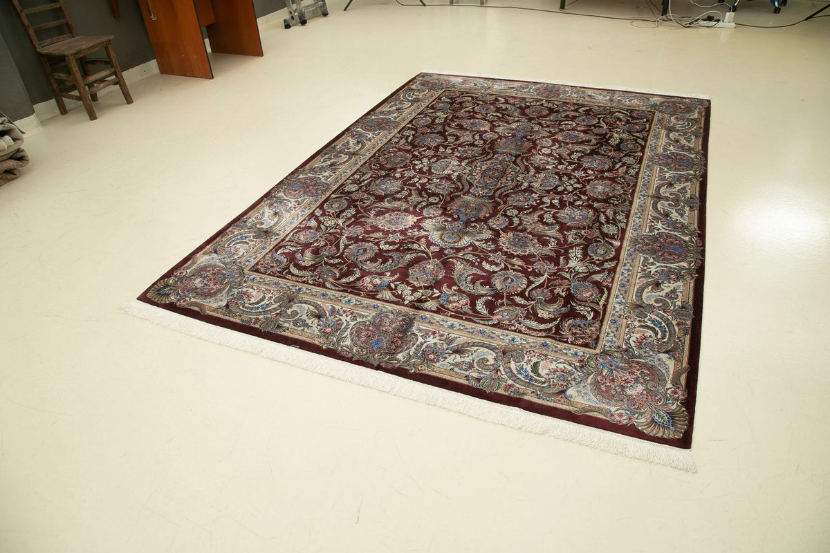 7x10 Red and Ivory Turkish Antep Rug