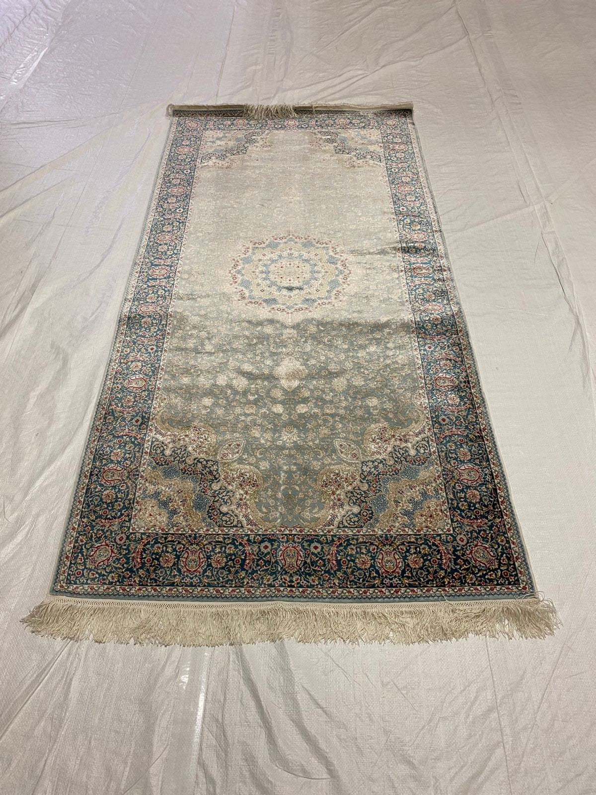 3x7 Blue and Green Turkish Antep Runner