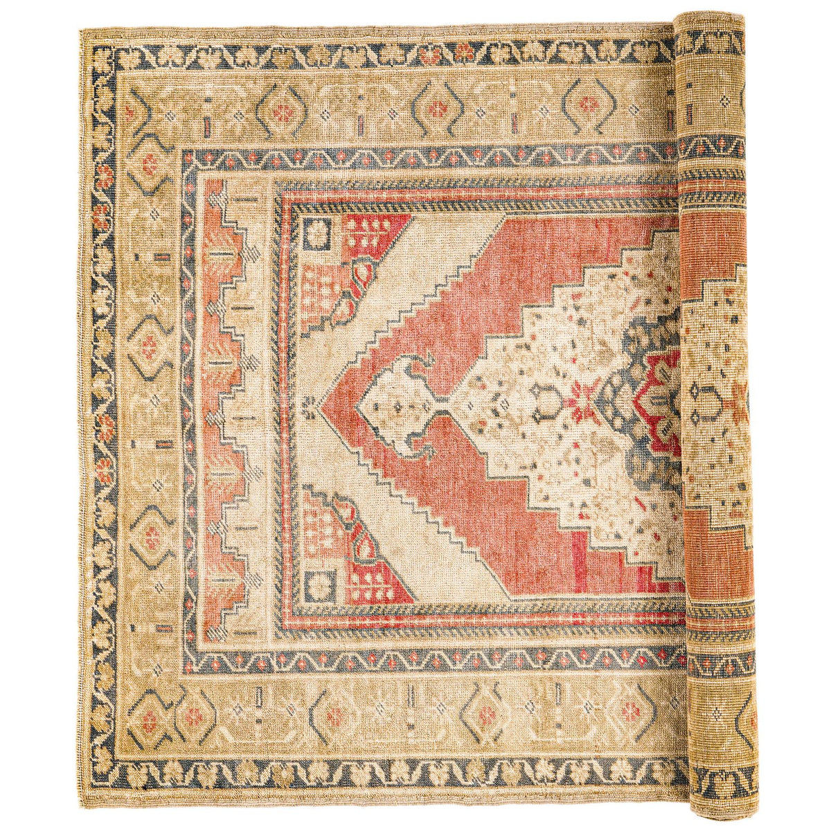 4x6 Red and Beige Turkish Tribal Rug
