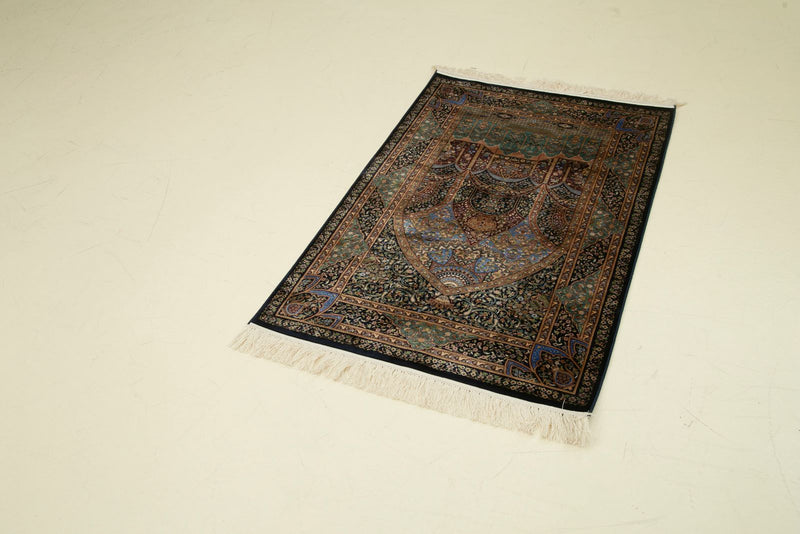 3x4 Navy and Gold Turkish Antep Rug
