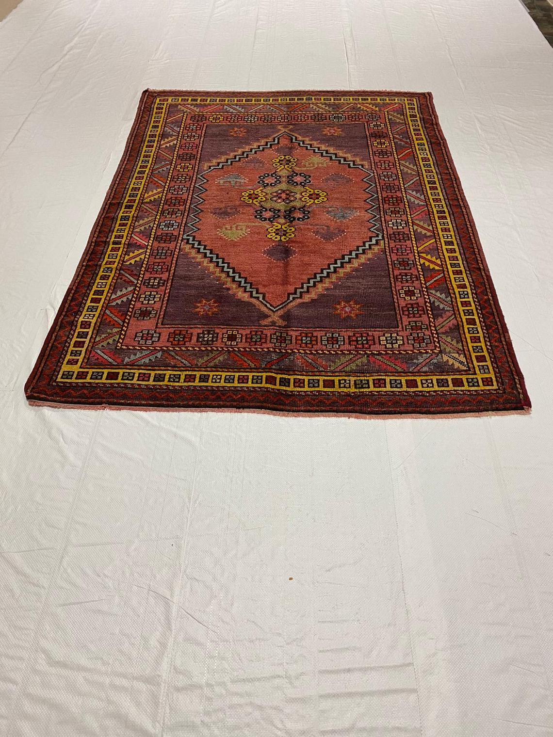 5x7 Red and Purple Turkish Tribal Rug