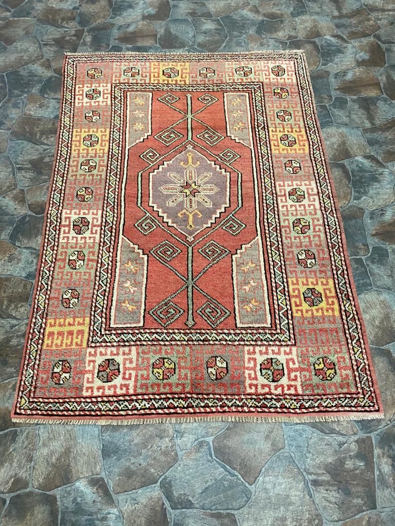 5x7 Red and Multicolor Turkish Tribal Rug