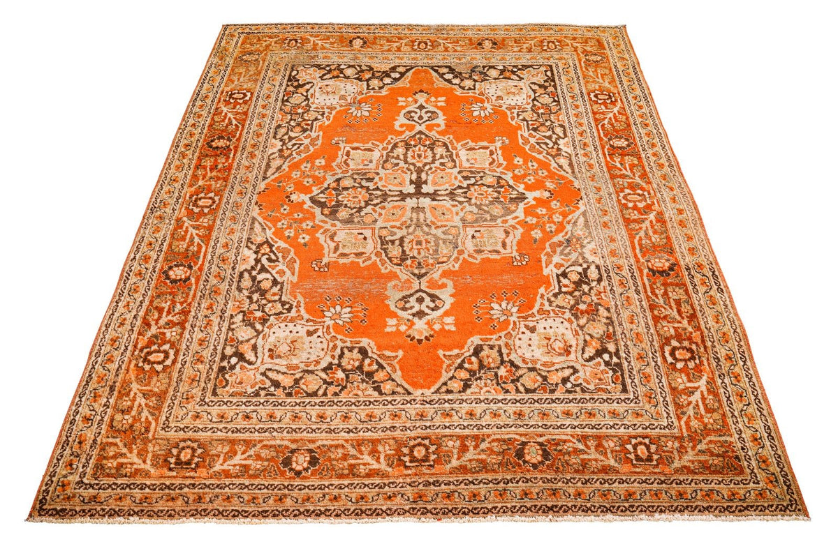 5x7 Orange and Brown Persian Rug