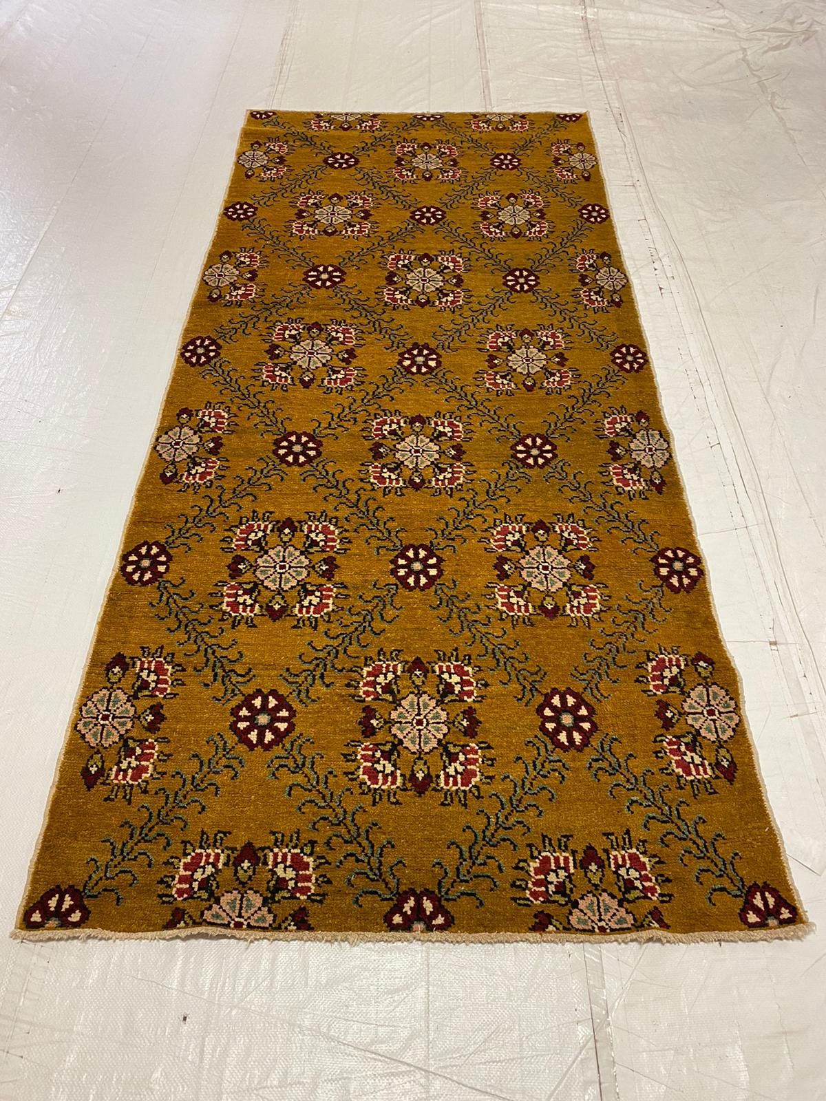 4x9 Gold and Ivory Turkish Tribal Rug