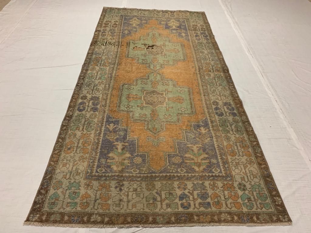 4x8 Orange and Ivory Turkish Tribal Runner